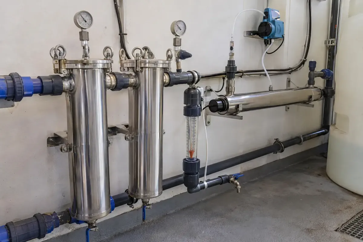Sistema profesional de potabilización multibarrera de agua con etapa de desinfección UV